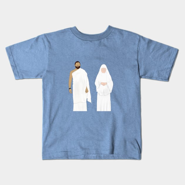 Men & Women in Hajj Hand Drawn Kids T-Shirt by Tilila